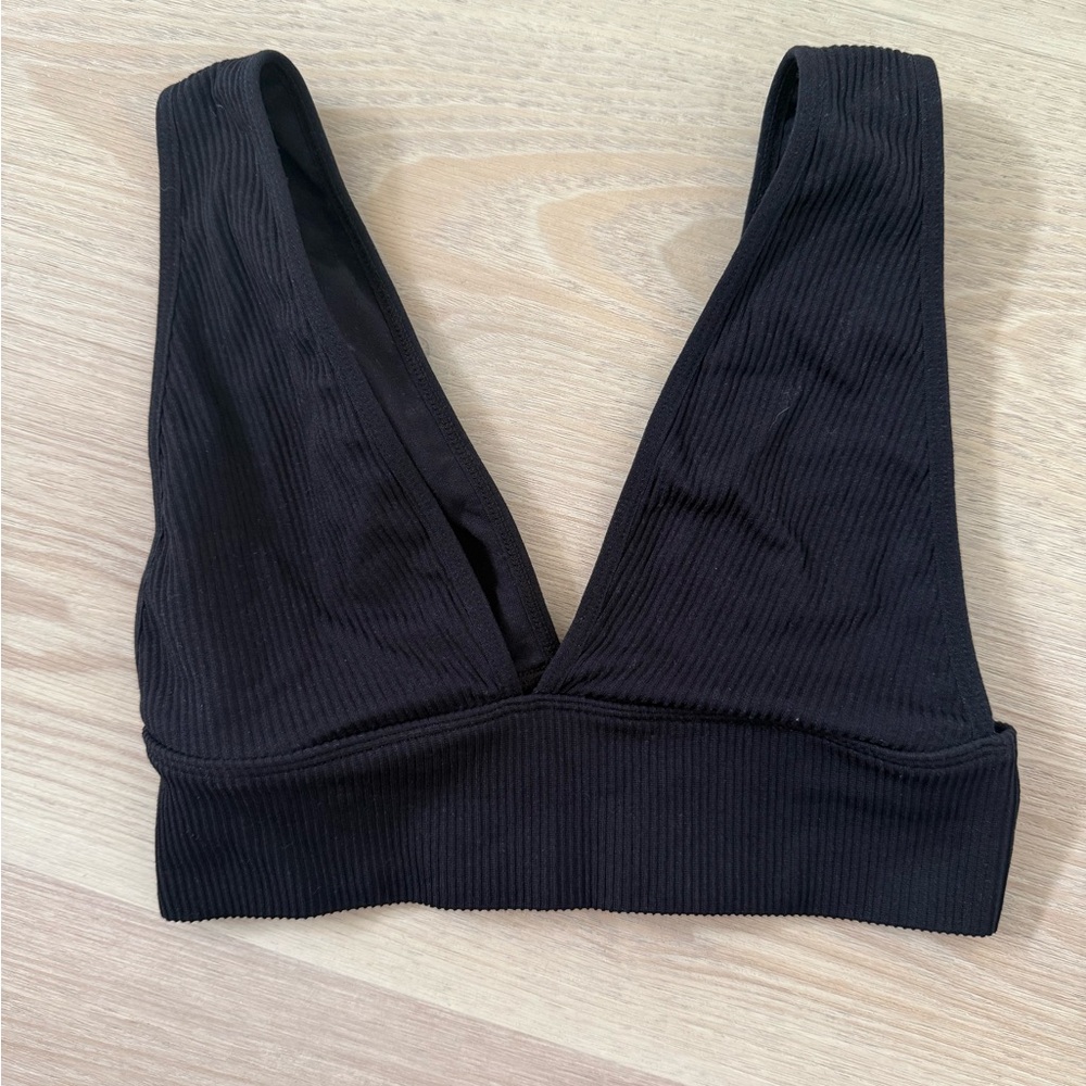 Garage Black Ribbed Bralette
